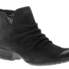 Gratasha 2 Panel Black Ruched Leather Ankle Boot