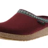 Grizzly Franzl Red Wool Felt Patterned Trim Clog