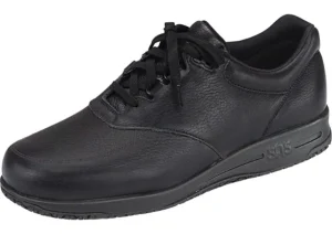 Guardian Black Leather Non-Slip Lace-Up Walking Shoe