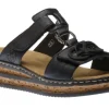 Gurgano Navy Embossed Wedge Slide Sandal