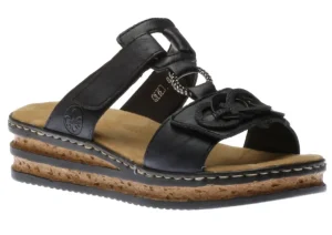 Gurgano Navy Embossed Wedge Slide Sandal