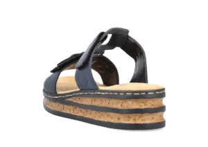 Gurgano Navy Embossed Wedge Slide Sandal
