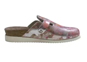 Halina Pink Silver Leather Clog