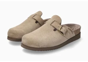 Halina Warm Grey Suede Leather Clog