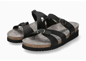 Hannel Black Nubuck Leather Slide Sandal