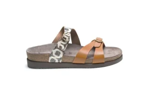 Hannel Copacabana Camel Waxy Leather Slide Sandal