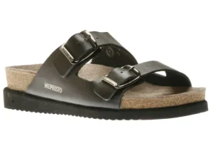 Harmony Black Leather Slide Sandal