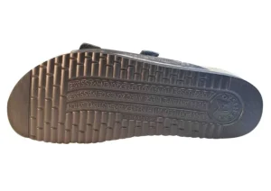 Harmony Metallic Grey Leather Crinkle Slide Sandal