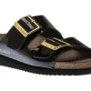 Hester Black Patent Gold Buckle Slide Sandal