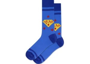Hotsox Men's Super Dad Blue Crew Socks