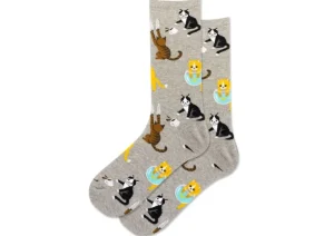 Hotsox Women's Bad Cat Grey Crew Socks