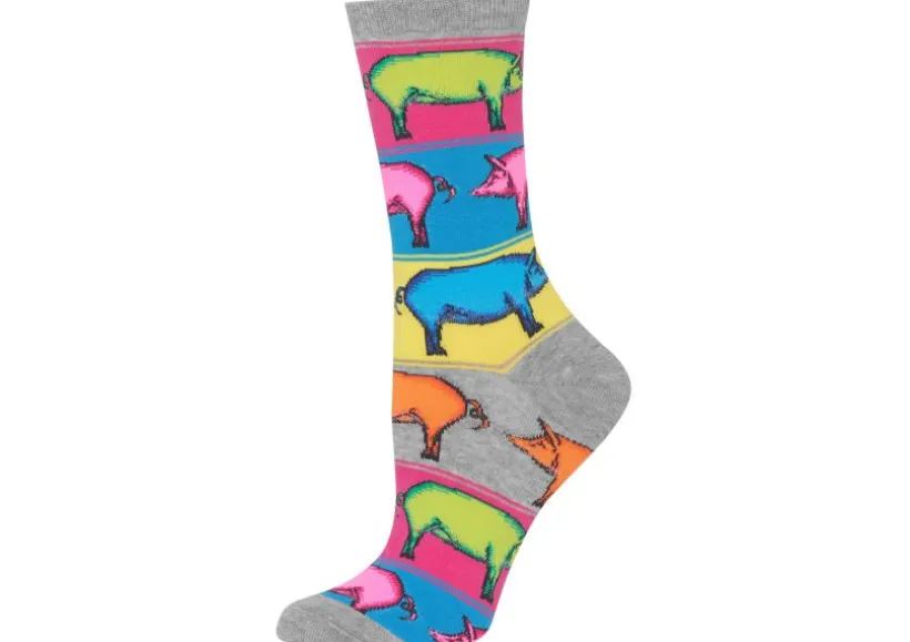 hotsox_womens_pop_pigs_gr_0.webp Hotsox Women's Pop Pigs Grey Crew Socks