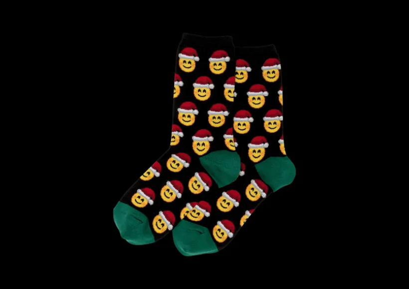 hotsox_womens_santa_smile_0.webp Hotsox Women's Santa Smile Emoji Crew Socks
