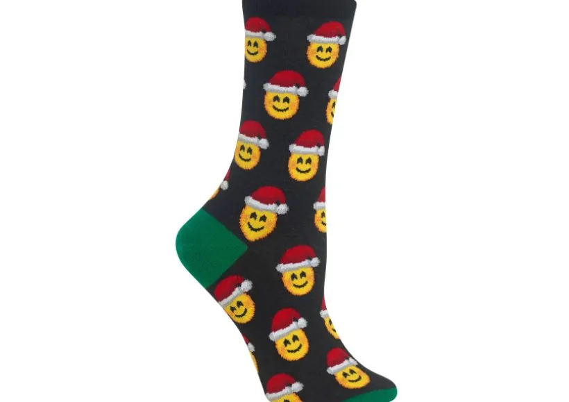 hotsox_womens_santa_smile_1.webp Hotsox Women's Santa Smile Emoji Crew Socks
