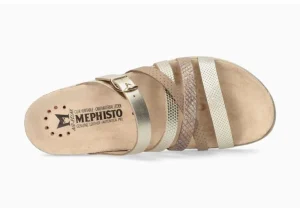 Huleda Gold Leather Multi Strap Slide Sandal