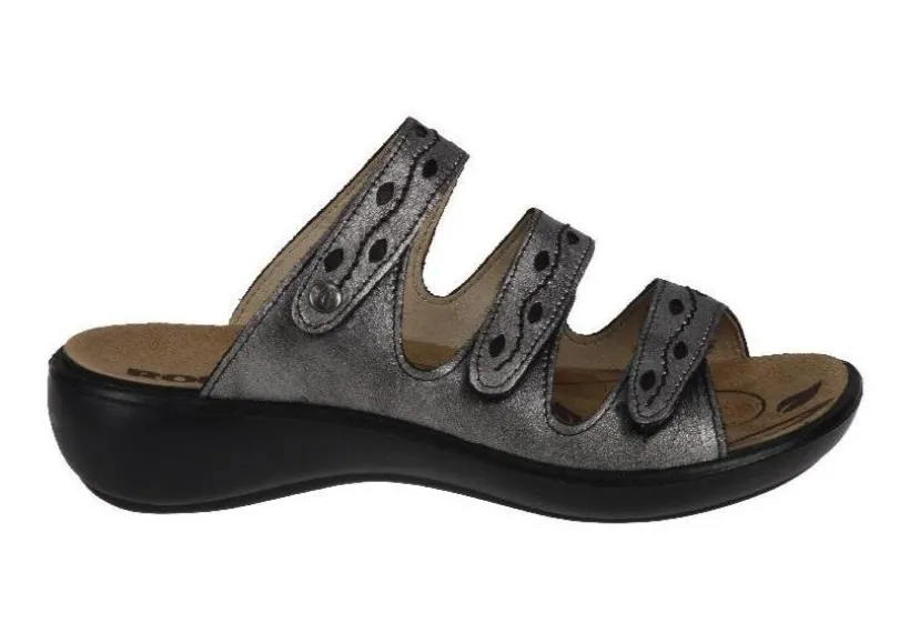 ibiza__anthracite_metalli_1.webp Ibiza 66 Anthracite Metallic Leather Slide Sandal