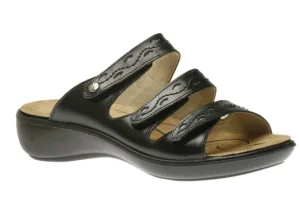 Ibiza 66 Black Leather Slide Sandal
