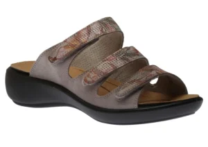 Ibiza 106 Grey Floral Print Perforated Slide Sandal