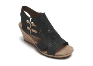 Janna Black Nubuck Wedge Sandal