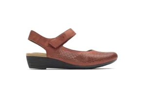Judson Red Perforated Leather Wedge Sandal