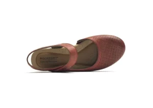 Judson Red Perforated Leather Wedge Sandal