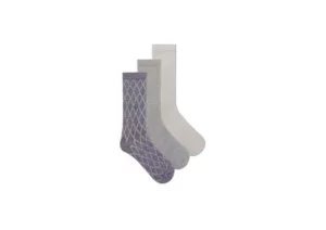 K. Bell Grey Diamond Texture Crew Socks (3 Pair Pack)