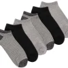 K. Bell Women's Black Multicolour No Show Socks (Six Pair Pack)
