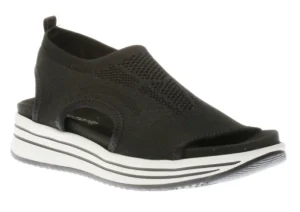 Knitup84 Black White Low Wedge Sandal