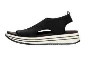 Knitup84 Black White Low Wedge Sandal