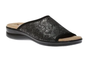 Ladies Black Silver Slide Sandal