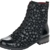 Largo Black Grey Polka Dot Lace-Up Ankle Boot