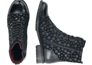 Largo Black Grey Polka Dot Lace-Up Ankle Boot