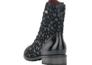 Largo Black Grey Polka Dot Lace-Up Ankle Boot