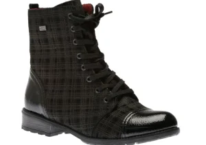 Largo Black Grey Tartan Ankle Dress Boot