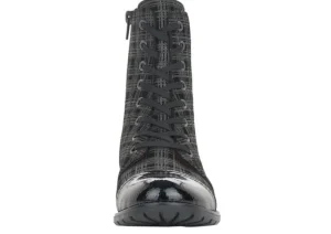 Largo Black Grey Tartan Ankle Dress Boot