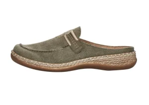 Leinen Green Slip-On Mule