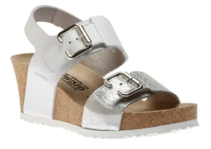 Lissandra White Silver Print Wedge Sandal