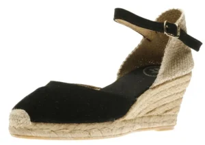 Lloret Black Suede Espadrille Wedge Sandal