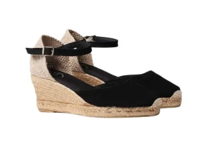 Lloret Black Suede Espadrille Wedge Sandal