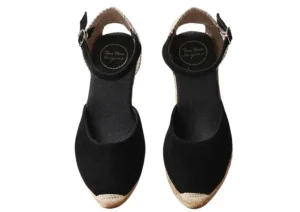 Lloret Black Suede Espadrille Wedge Sandal