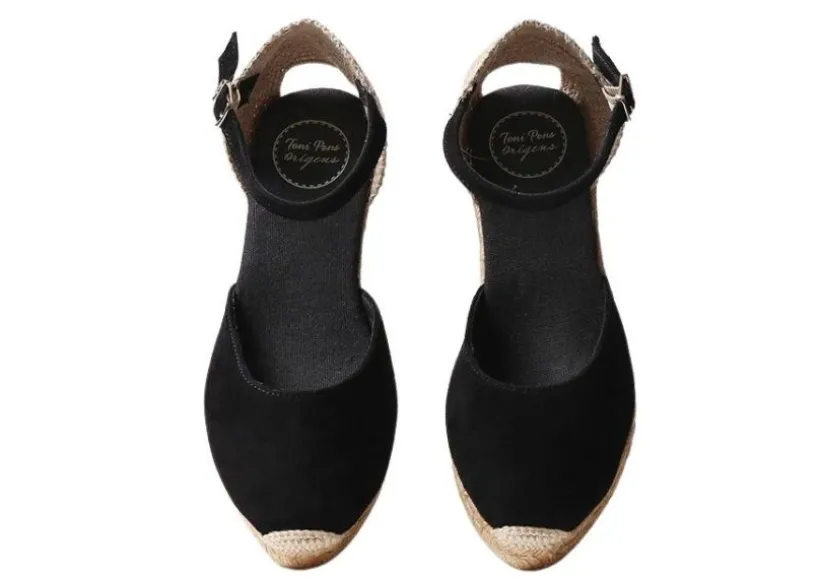 lloret_black_suede_espadr_2.webp Lloret Black Suede Espadrille Wedge Sandal