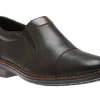 Lugano Black Leather Cap Toe Slip-On Dress Shoe