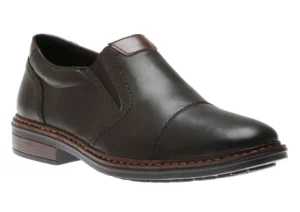 Lugano Black Leather Cap Toe Slip-On Dress Shoe
