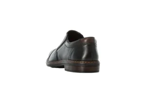Lugano Black Leather Cap Toe Slip-On Dress Shoe