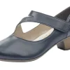 Lugano Dark Blue Leather Mary Jane Heel