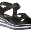 Luzern Black White Stripe Sole Wedge Sandal