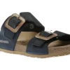 Madison Navy Leather Slide Sandal