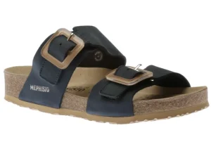 Madison Navy Leather Slide Sandal