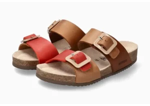 Madison Tan Orange Leather Slide Sandal