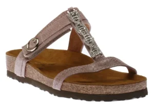 Malibu Pink Snakeskin Leather Rhinestone Slide Sandal